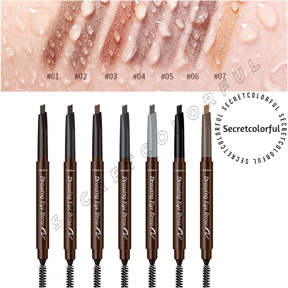 DNM Eyebrow Pencil Natural 2 in 1 Waterproff Tahan lama Alis Putar Drawing