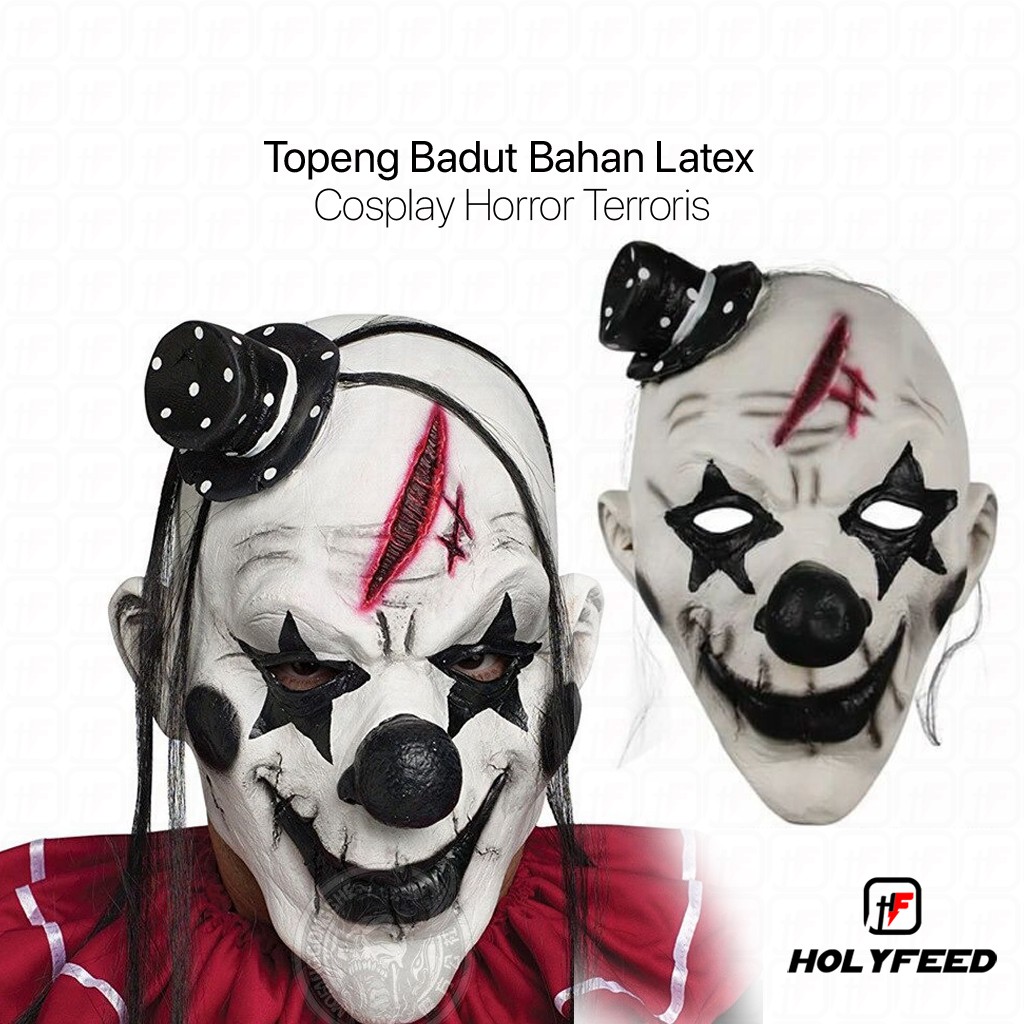 Topeng Badut Topeng Joker Halloween Killer Scary Clown Party Mask Paintball Full Face