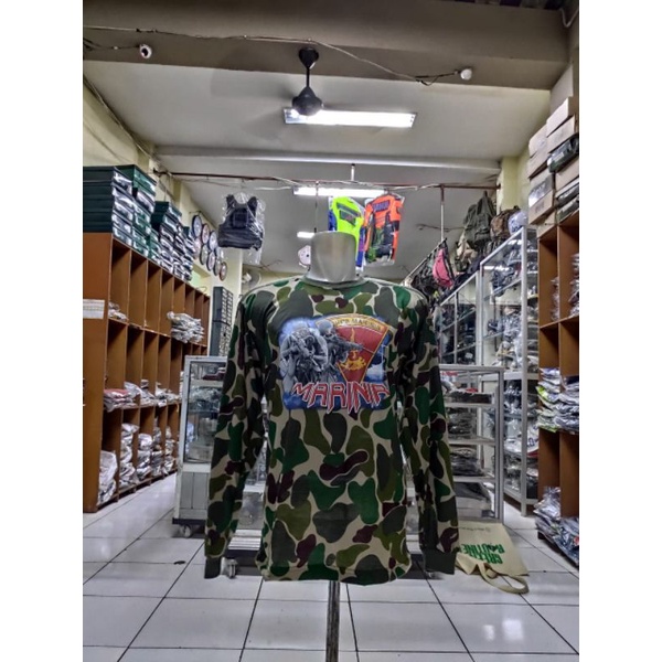 Kaos Bantalan Loreng Marinir - kaos Loreng Marinir lengan panjang-Kaos penembak loreng Marinir