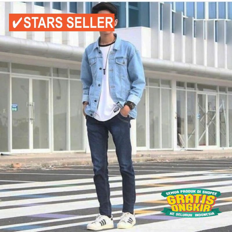 JAKET TERLARIS PRIA REMAJA TEBAL BOLAK BALIK / Jaket jeans levis cowok / pria bio blitz