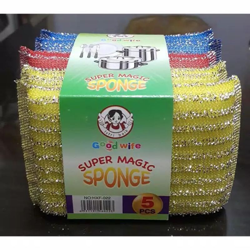 Sponge Cuci Piring Besar 12 cm merk Good Wife / My / Pagoda (sesuai stok yg ada)