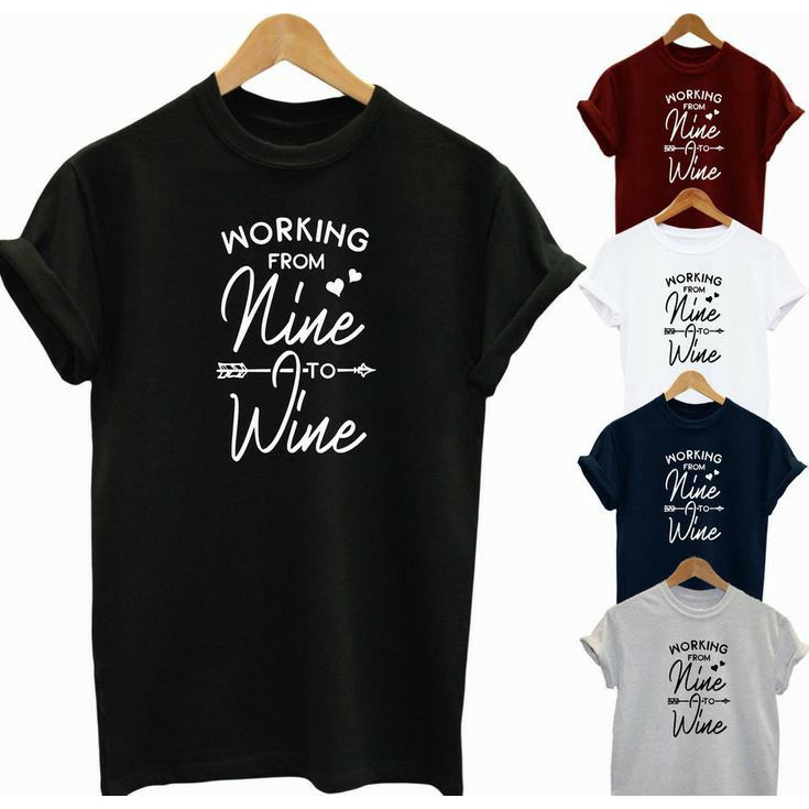 GALETHA - Kaos Distro Working From Nine to Wine  / kaos Pria Wanita Jumbo Big Size Terbaru / Kaos Pr