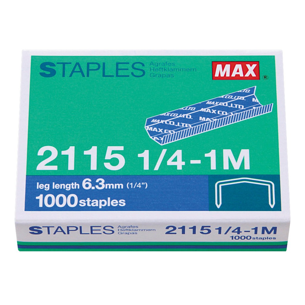 

MAX Isi ulang/refill2115-1/4 isi Stapler Staples Jegrekan Hekter (Staples Pabrik dan Blister Card)