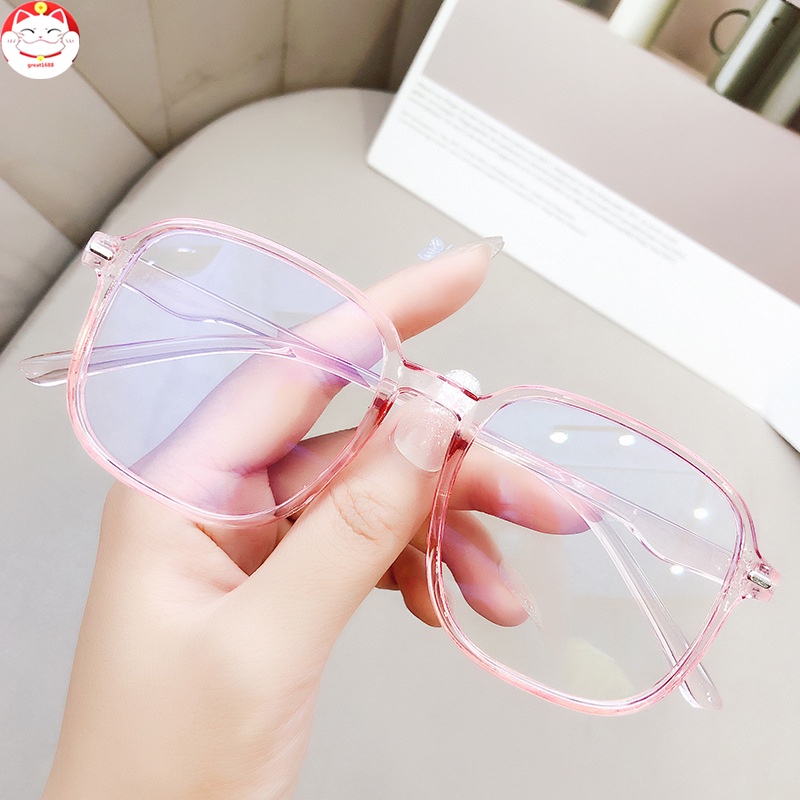 Blue Light Blocking Glasses Big Frame Computer Use Lightweight Anti Eyestrain Retro Flat Mirror Glasses for Women Men