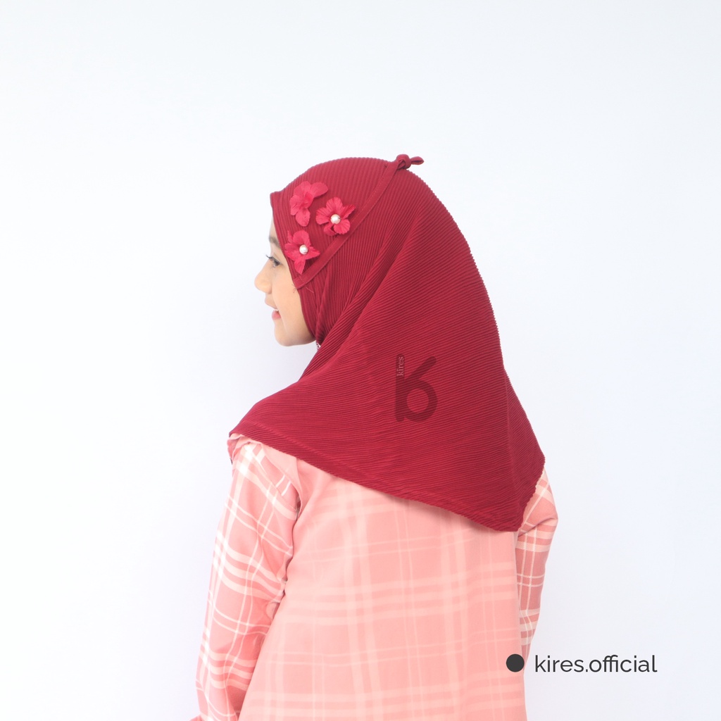 Jilbab Instan / Khimar Anak Plisket + Bunga Mutiara