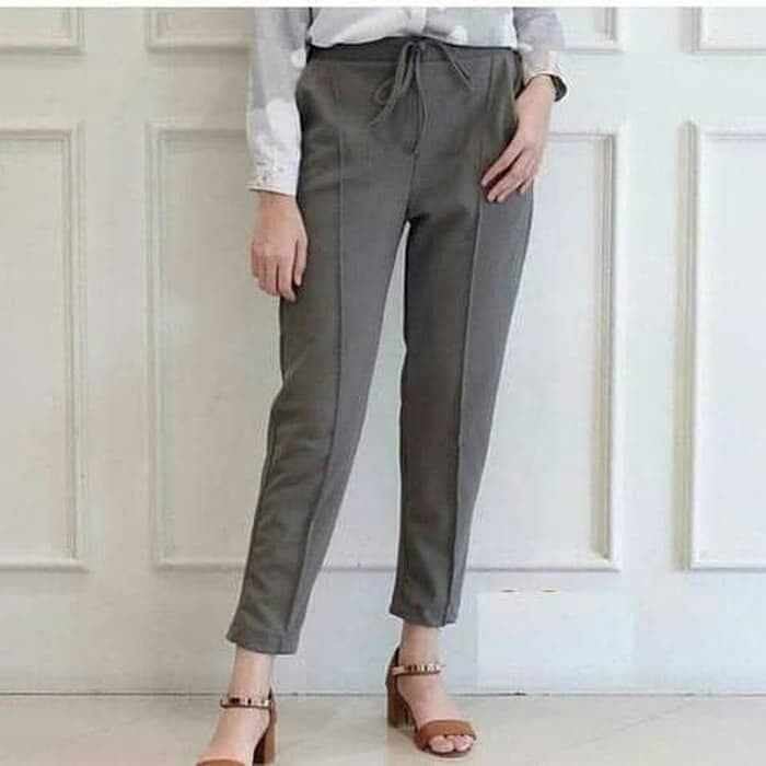 Luna Doty Pants bahan Crepe / Celana Luna Cubit Bahan Crepe Polos