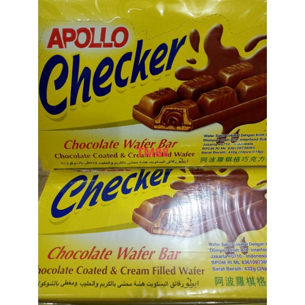 

APOLLO CHECKER CHOCOLATE WAFER BAR/WAFER SALUT COKELAT DENGAN KRIM COKELAT (1788)