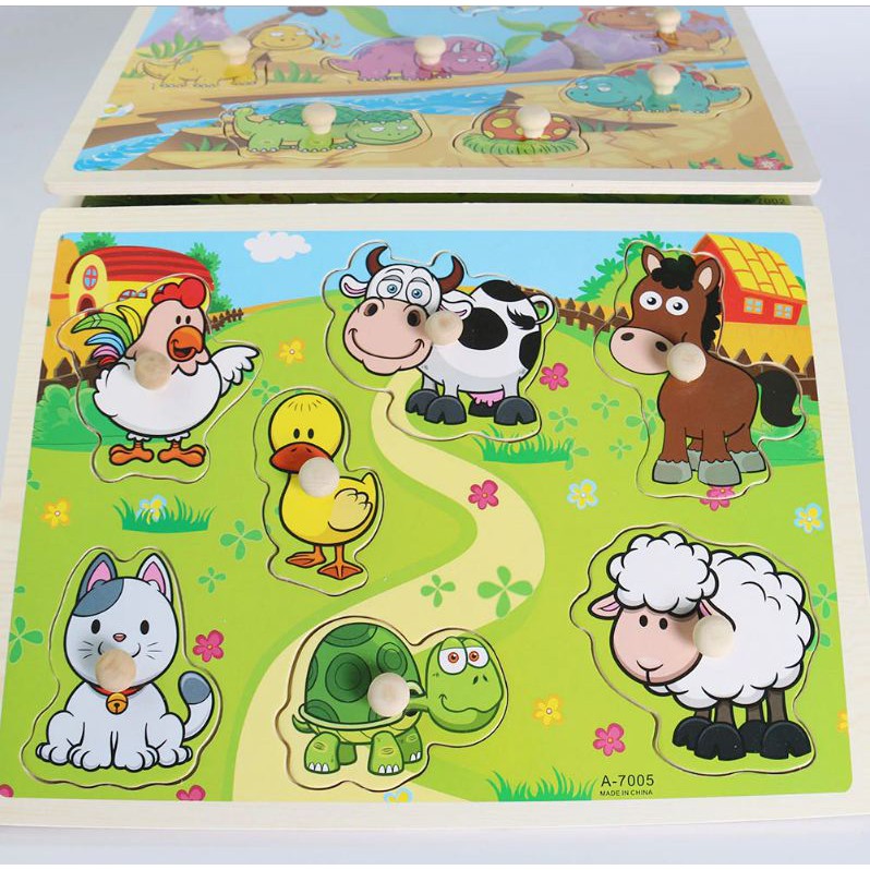 MoonLand 395 COD Puzzle Knop Kayu Pengasah Otak dan Motorik Anak Karakter Lucu Murah