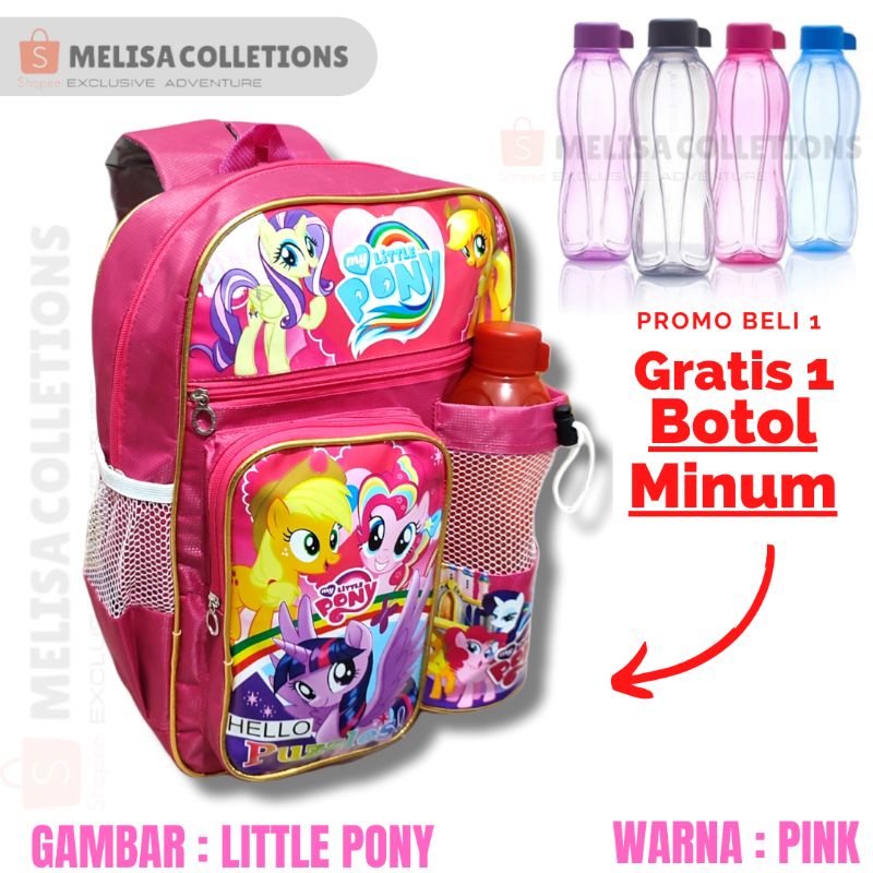 Promo Grosir/Little Pony Pink Tas Anak Sekolah Anak Perempuan/Tas Sekolah Anak SD/Gratis 1 Botol Minum