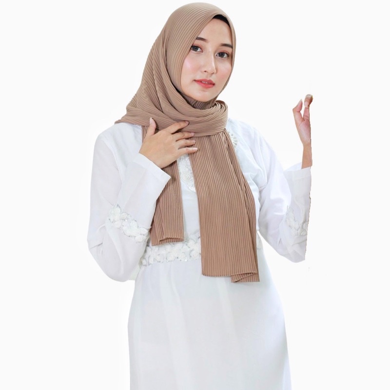 Nouri Avani - Hijab Pashmina Jilbab Kerudung Plisket lidi Ceruty Baby Doll Instant Premium Ceruti Tanpa Garis Tengah