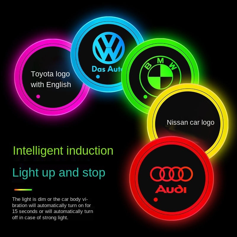 Tatakan Gelas anti Slip Dengan Lampu LED Warna-Warni Untuk Dekorasi interior Mobil