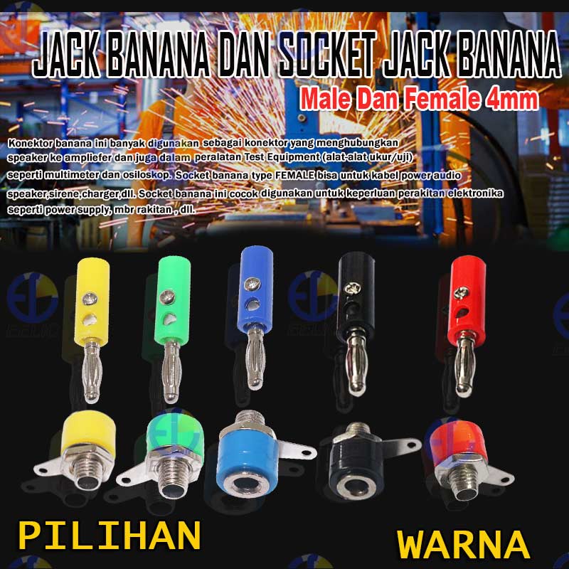 EELIC JBM-4MM -MIX Jack banana male 4 mm 1 set + Jack banana socket banana steker bus 4 mm female 1 