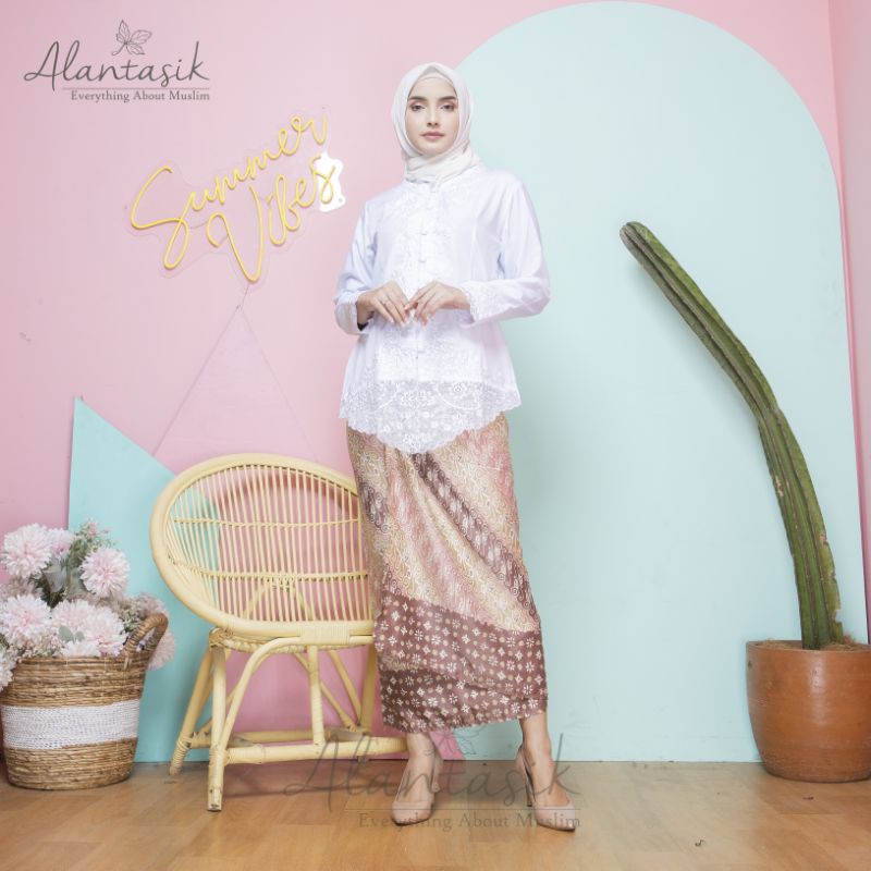 Alantasik - kebaya Senada BIG SIZE / UKURAN JUMBO / Kebaya sulam Encim Bordir /  Sekolah/ Dinas R.6 / R.7