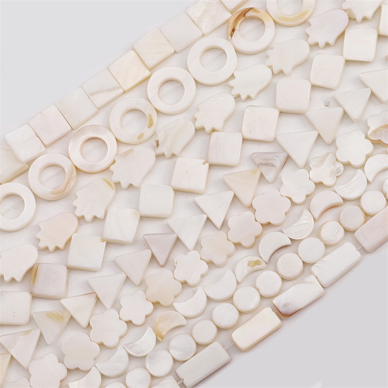 26-40Pcs Natural White Shell Beads Mother Of Pearl Loose Flat Oval Teeth Round Star Nugget Freshwater Chip For Jewelry Making