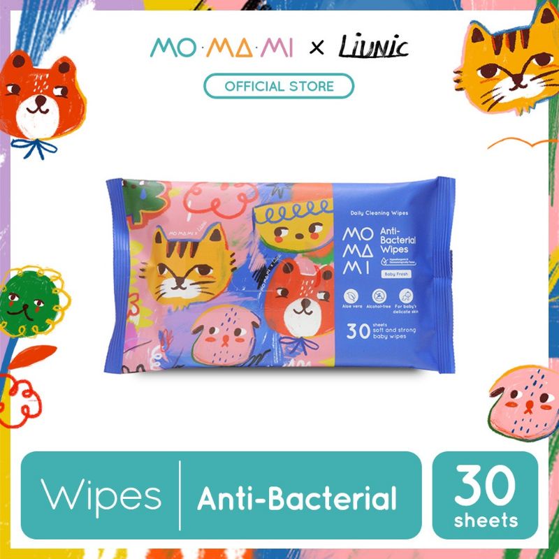 Momami Anti Bacterial Wipes - tisu basah x disney x liunic