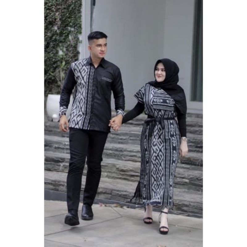 COUPLE AURORA TORAJA HITAM - AURORA DRESS TENUN - BAJU COUPLE TENUN - BAJU KONDANGAN