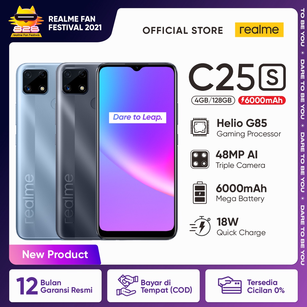 Hp realme C25 S 4 128GB HelioG85, 6000mAh Mega Battery, 48MP AI Triple Camera, 18W Quick Charge