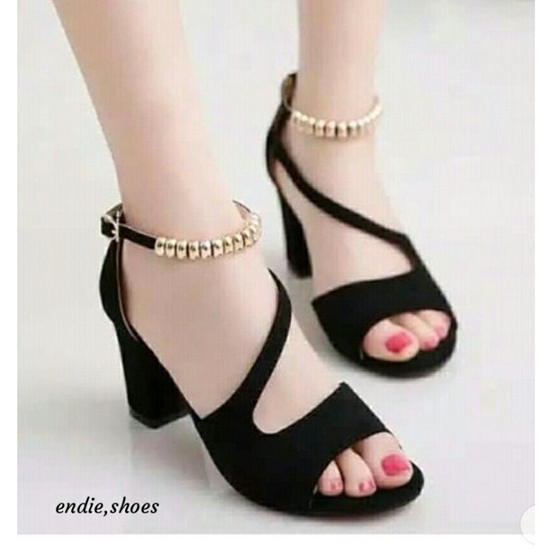 Sandal Hak Tahu Tali Lilit Emas yd 40