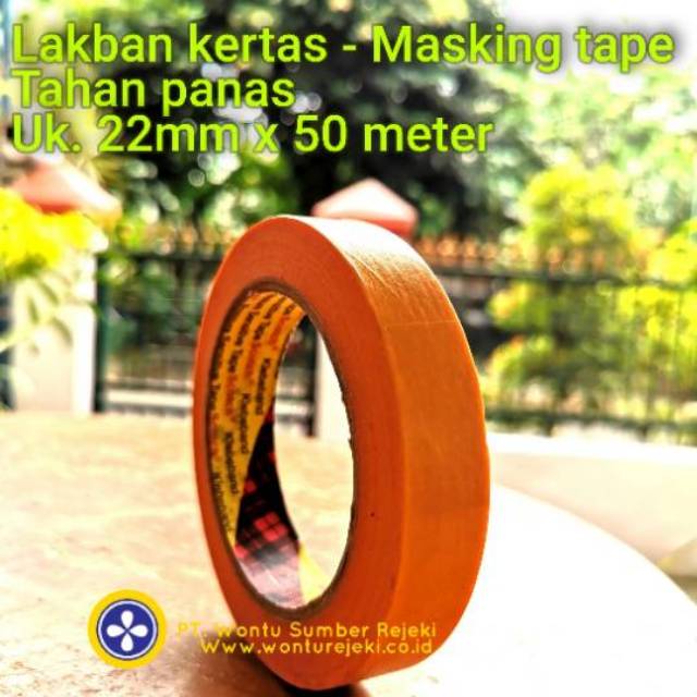 Lakban kertas - masking tape tahan panas 3M uk. 22 mm x  50 Meter