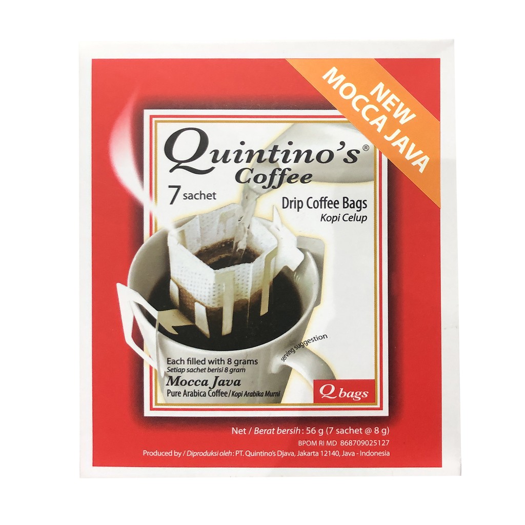 Quintino's Drip Coffee Bag Kopi Celup 7 Sachet Sumatran Mocca Java Kopi Dengan Saringan Quintino Quintinos