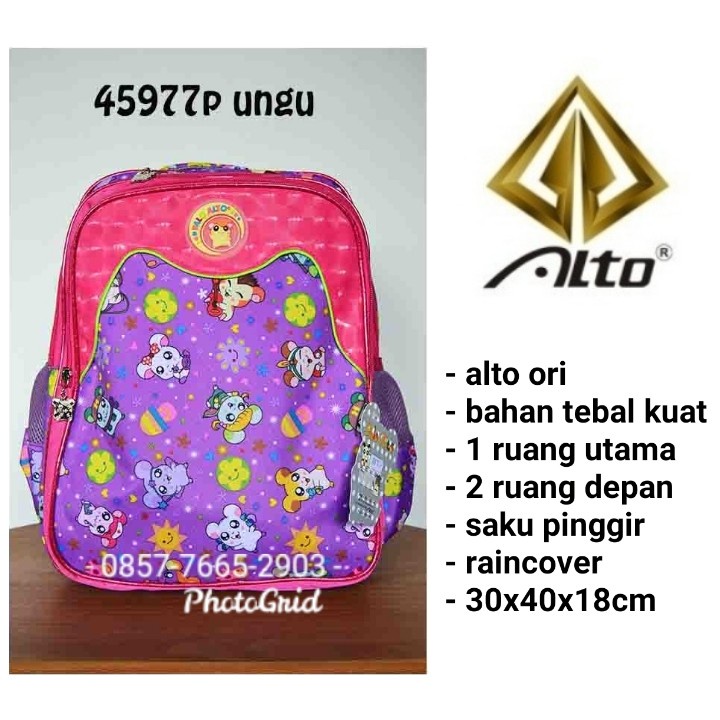 Tas Sekolah Anak Perempuan TK SD Tas Ransel Alto Original Alto Star Plus Rain Cover