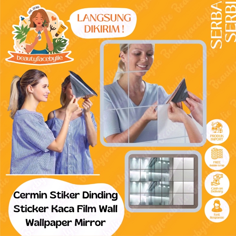 Cermin Stiker Dinding Sticker Kaca Film Wall Wallpaper Mirror