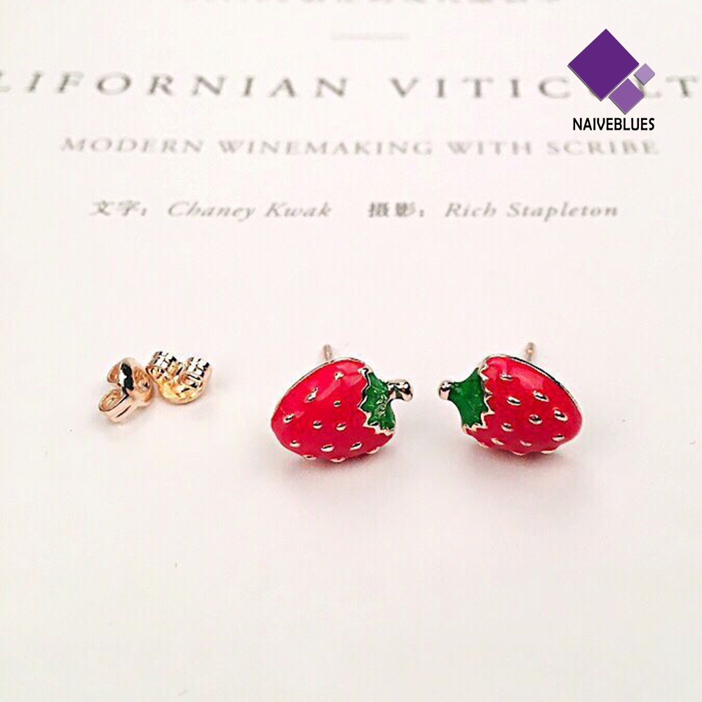 Anting Stud Desain Buah Strawberry Semangka Untuk Wanita