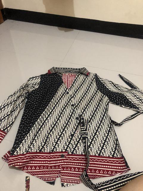 89 Bb Atasan Batik Wanita Lengan Panjang Model Kimono Pita U/ Muslimah & Hijaber Bahan Katun Strecth