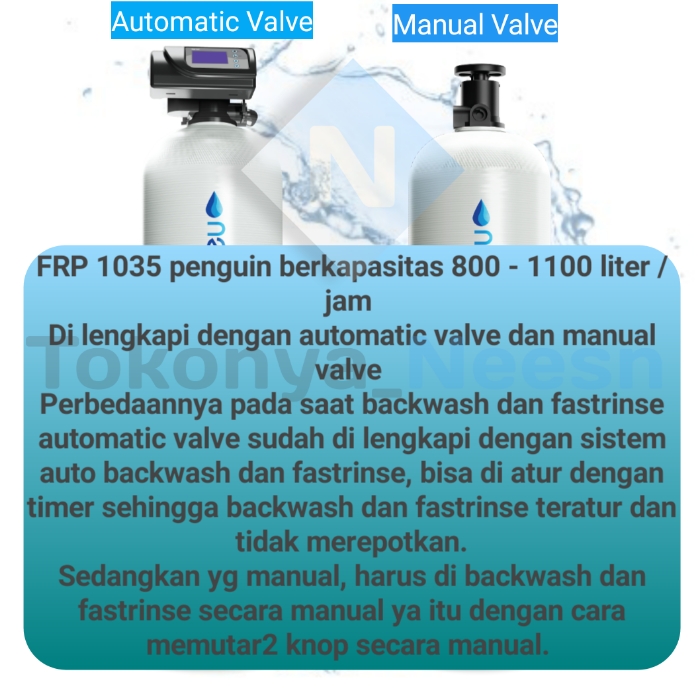 Paketan filter air sumur FRP 1035 mangan + mangan + carbon manual all in