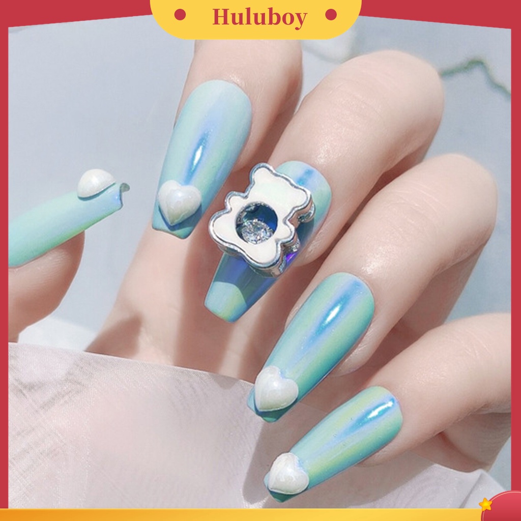 Huluboy Huluboy♡ 50 Pcs Payet Bentuk Hati 3D Bahan Keramik Untuk Dekorasi Nail Art
