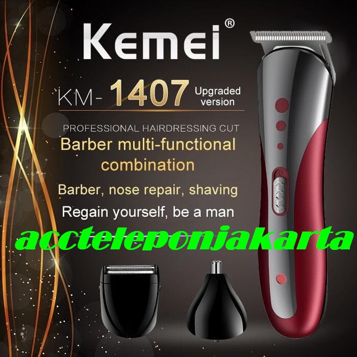 Mesin Cukur Kemei KM-1407 Clipper 3 in1 Alat cukur rambut charger