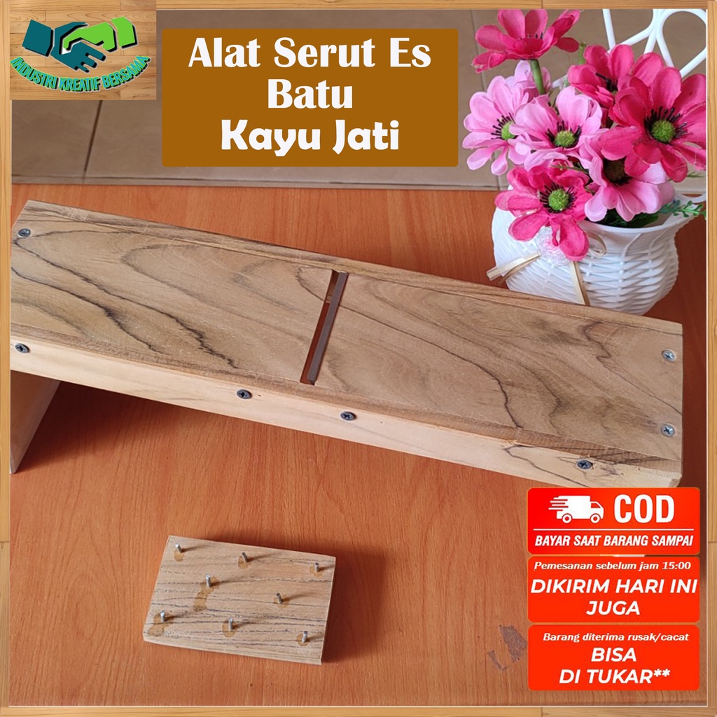 ALAT SERUT / SERUTAN / PENYERUT / PARUTAN ES BATU MANUAL DARI KAYU JATI ASLI