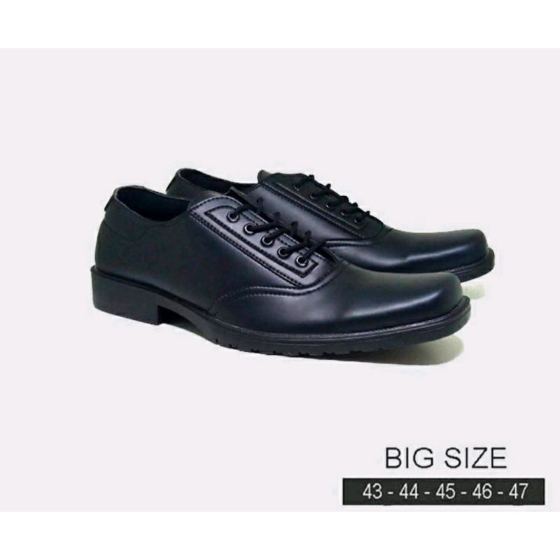 Oxpord Big Size Shoes BRX7 Sepatu Kerja Pantofel Pria Kulit Hitam Model Tali Sepatu Kantor Jumbo, 47