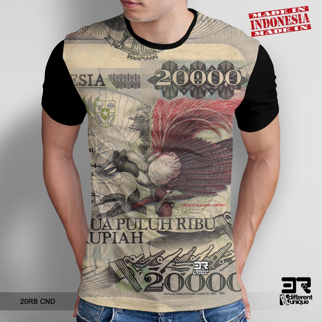 KAOS PRINT 3D DISTRO 3R UNISEX DEWASA & ANAK DUA PULUH RIBU 20K CENDRAWASIH