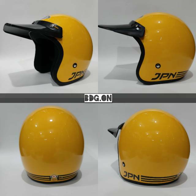 Helm Bogo Retro JPN Klasik Pet Topi - KUNING GOLKAR GLOSSY