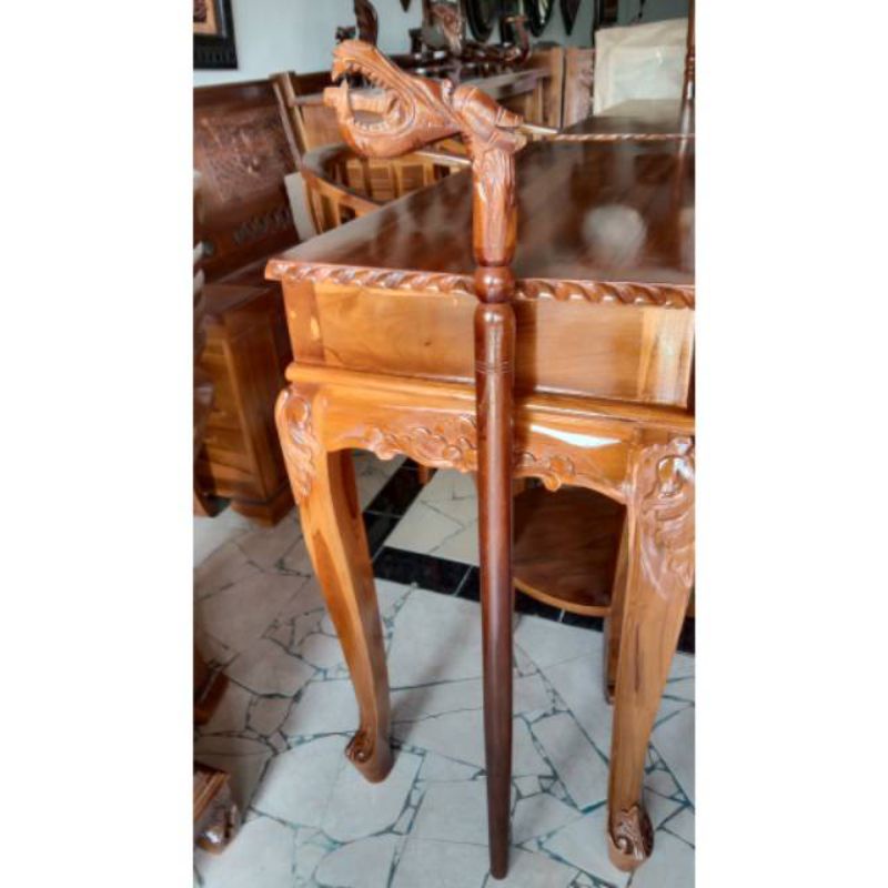 TONGKAT UKIR NAGA DARI KAYU JATI