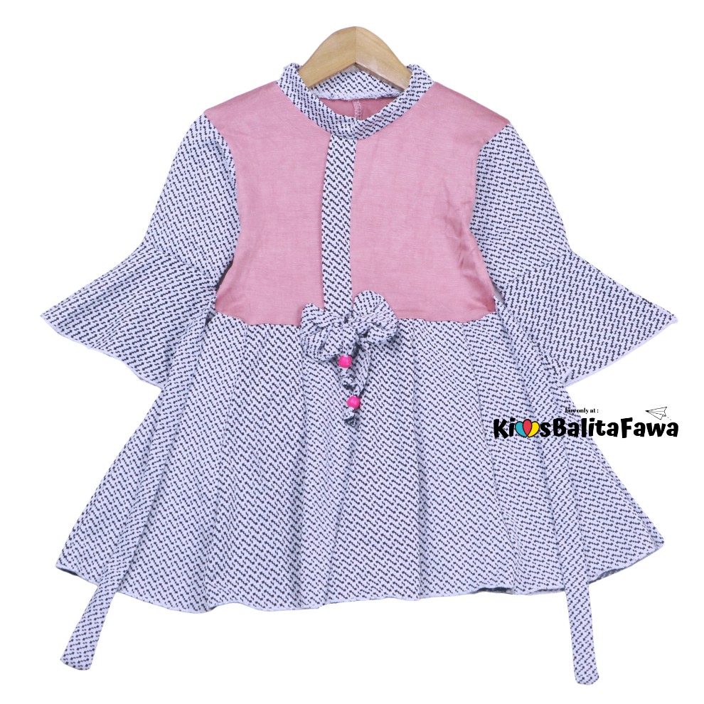 Dress Sissy 1-2 Tahun / Dress Anak Lengan Panjang 3/4 Baju Perempuan Dres Terompet Cutbray Blouse