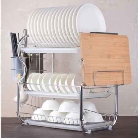 (3KG) SHENAR RAK PIRING 3 LAYER STAINLESS STEEL FREE 2 NAMPAN CANTIK LHO