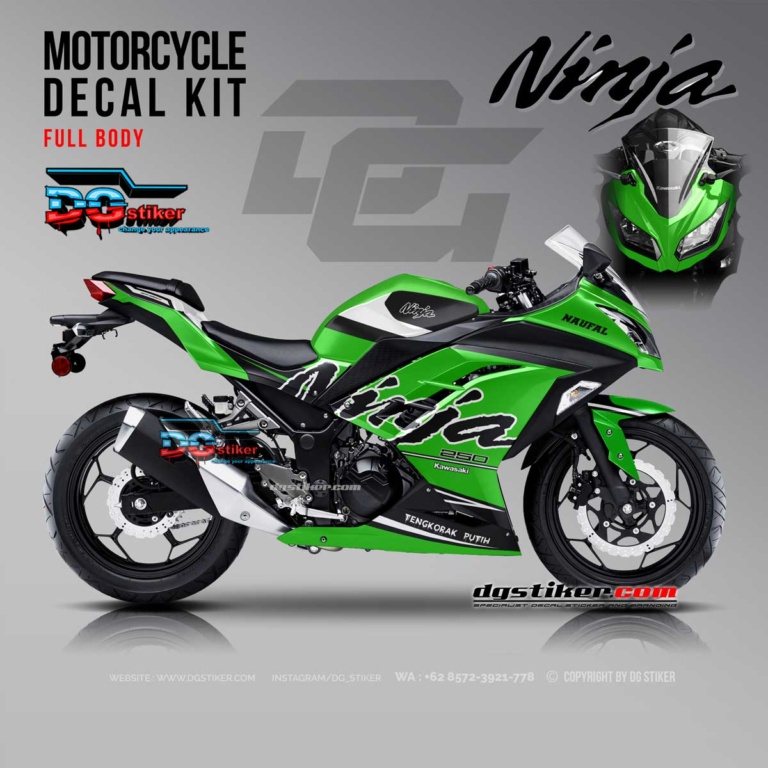 Decal Stiker Ninja 250 FI Hijau Hitam