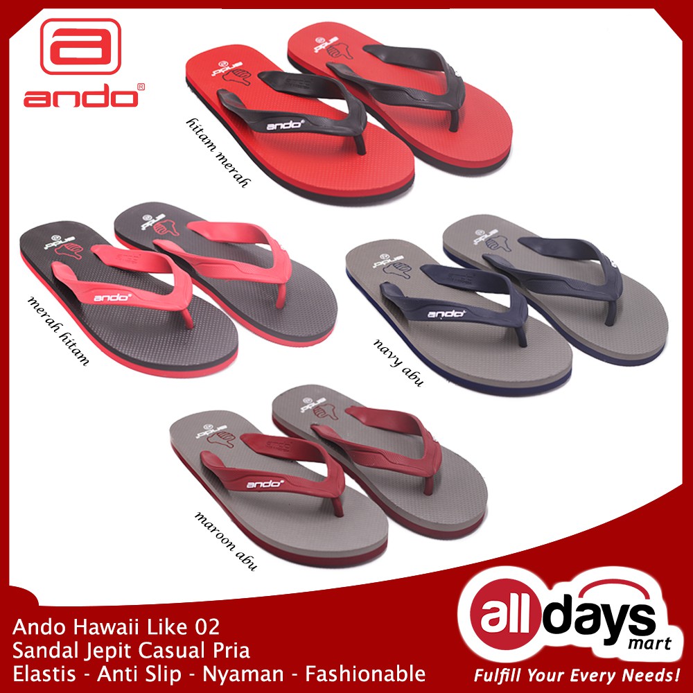 Ando Sandal  Jepit  Pria  Hawaii Like 02 Size 38 42 Shopee  