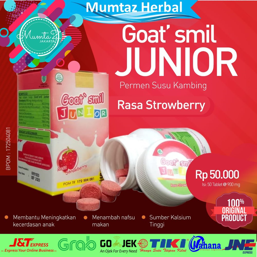 

Goat Smil Junior Strowberry Herbamil Permen Nutrisi Anak Vitamin Anak