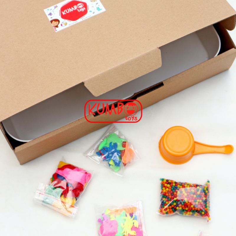 Paket Sensory Play Waterbeads Animal Rendam Balon Plus Tray Cocok untuk Hampers Hadiah