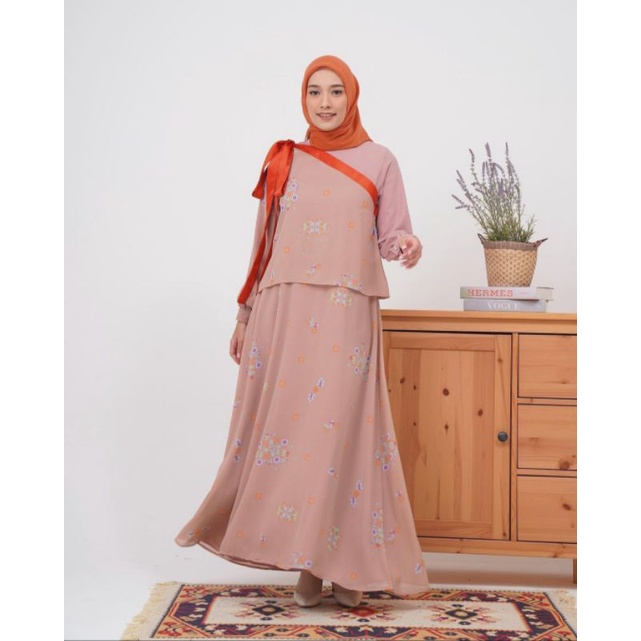 Zoya Gamis Moira Dress (Brown & Navy) | Lebaran 2022