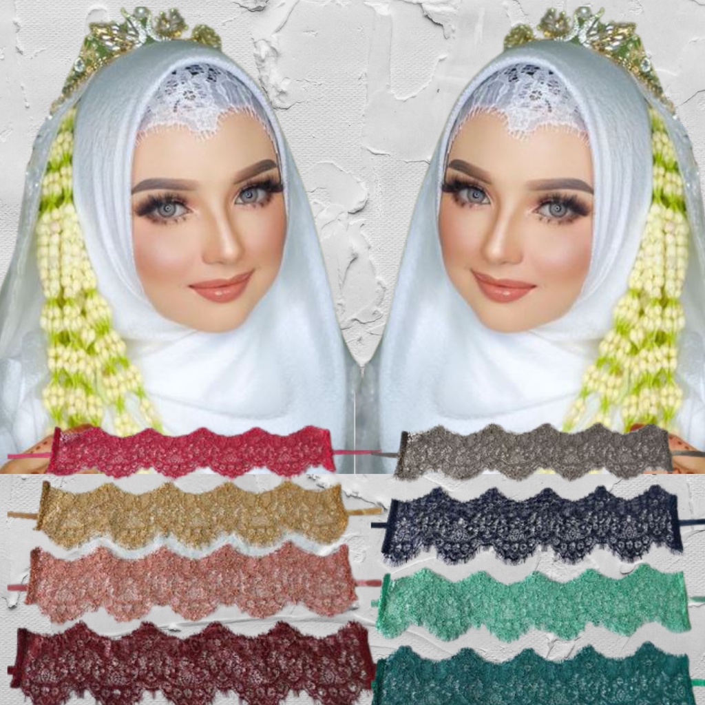 Ciput Brukat Inner Brukat Pengantin Bandana Renda Brokat Headpice Pengantin Ciput Brukat Tali