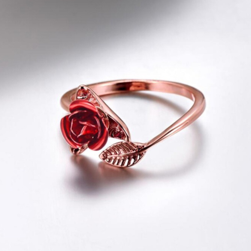 Cincin Model Terbuka Bahan Alloy Desain Mawar Gaya Korea / Simple / Unik / Retro Adjustable Untuk Wanita