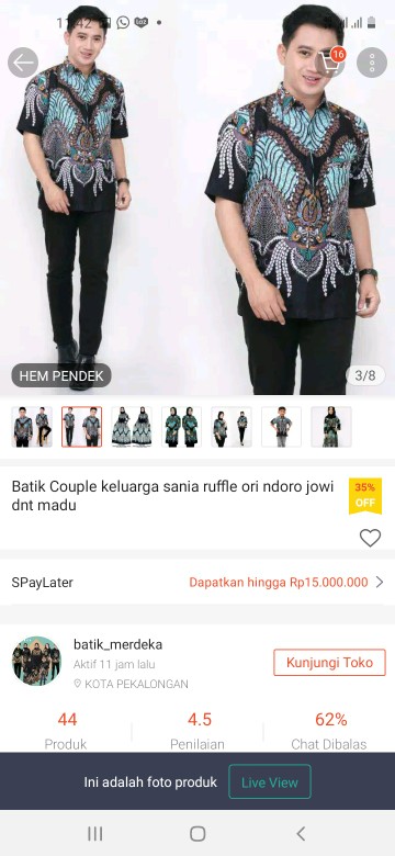 Batik Couple Keluarga Sania Ruffle Ori Ndoro Jowi Dnt Madu