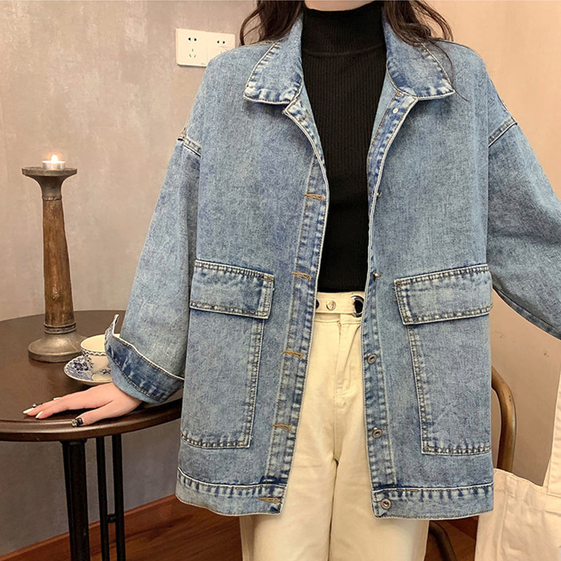 【Bayar di tempat】Jaket denim retro all-match wanita Korea