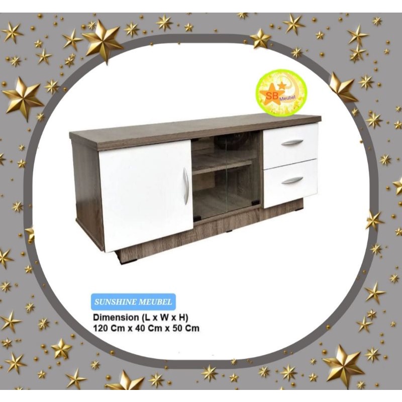 RAK TV KACA MINIMALIS PUTIH/BUFET TV PUTIH MINIMALIS