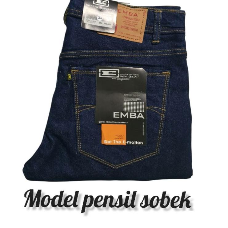 [KODE ZRDEB] Celana Jeans Pria/Cowok Emba Grade Original Skinny Slimfit/Pensil Sobek/Ripped Bahan Ka