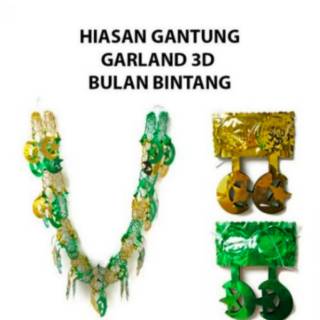 Garland Lebaran Bulan Bintang Dekorasi  Lebaran Hiasan 